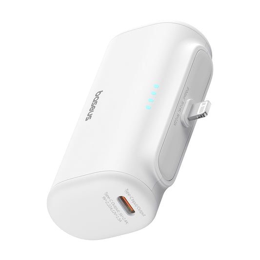 Extern batteri Baseus Compact, 5000mAh, 20W, PD, 1 x Lightning - 1 x USB-C, Vit P10068307213-00