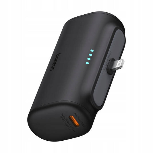 Extern batteri Baseus Compact, 5000mAh, 20W, PD, 1 x Lightning - 1 x USB-C, Svart P10068307113-00