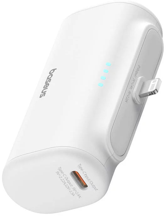 Baseus Compact External Battery, 5000mAh, 20W, PD, 1 x Lightning - 1 x USB-C, White P10068307213-00