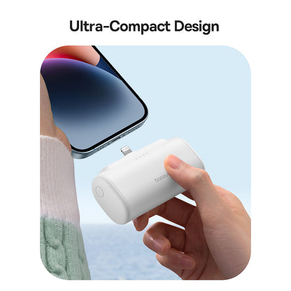 Extern batteri Baseus Compact, 5000mAh, 20W, PD, 1 x Lightning - 1 x USB-C, Vit P10068307213-00