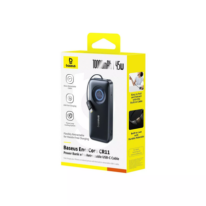 Extern batteri Baseus EnerCore CR11, 10000mAh, 45W, PD, 2 x USB-C, Svart E0027G01