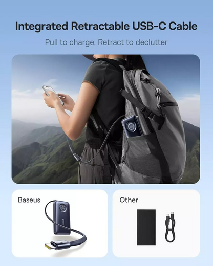 Extern batteri Baseus EnerCore CR11, 10000mAh, 45W, PD, 2 x USB-C, Svart E0027G01