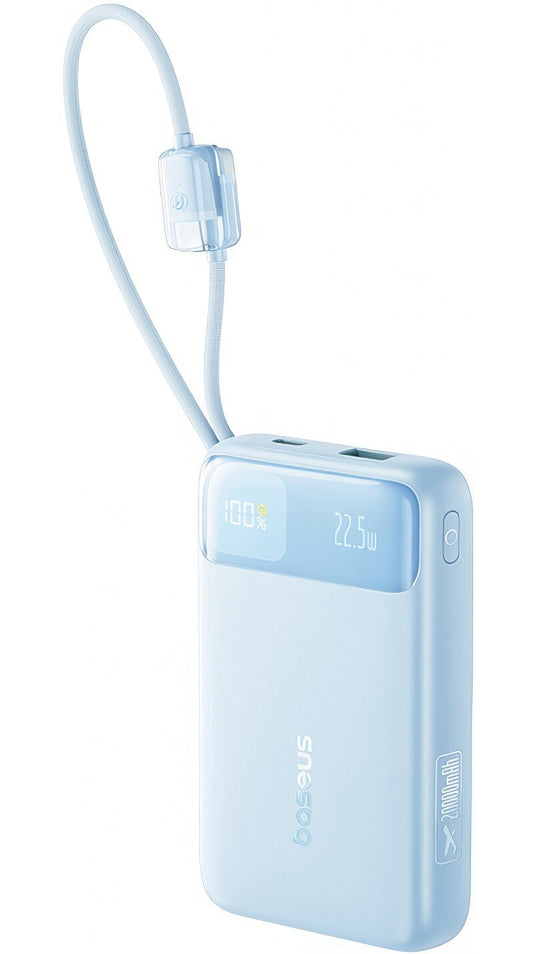 Externt batteri Baseus EnerFill FC11, 20000mAh, 22.5W, QC + PD, 1 x Lightning - 1 x USB-A - 2 x USB-C, Blå E0027S06