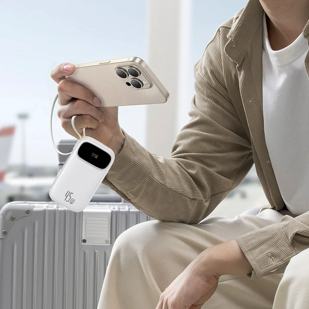 Externt batteri Baseus EnerFill FC31, 20000mAh, 45W, QC + PD, 1 x Lightning - 1 x USB-A - 2 x USB-C, Vit P10082105213-00