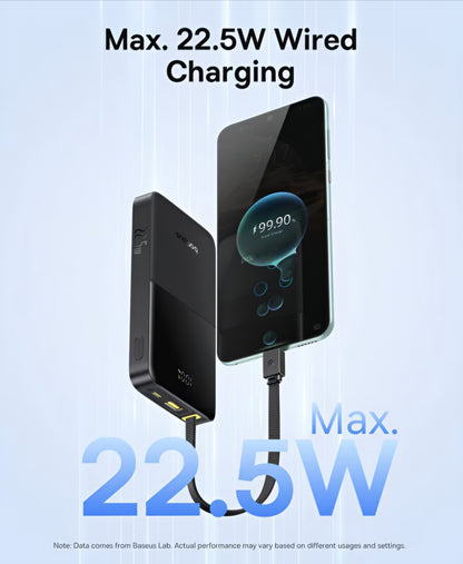 Extern batteri Baseus EnerFill Bipow2 Pro, 10000mAh, 22.5W, QC + PD, 1 x USB-A - 2 x USB-C, Svart E0027600