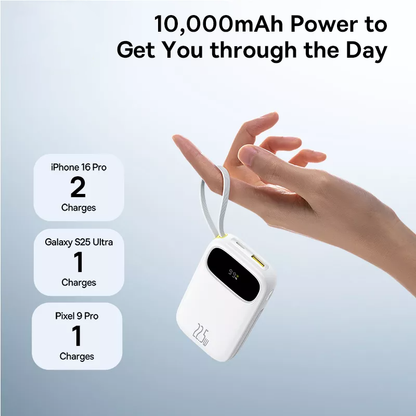 Externt batteri Baseus EnerFill FC31, 10000mAh, 22,5W, QC + PD, 1 x Lightning - 1 x USB-A - 2 x USB-C, Vit P10082106213-00