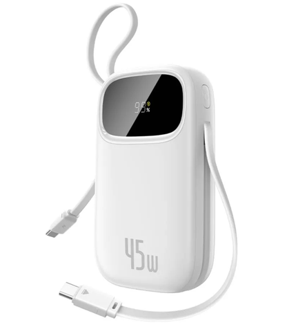 Externt batteri Baseus EnerFill FC31, 20000mAh, 45W, QC + PD, 1 x Lightning - 1 x USB-A - 2 x USB-C, Vit P10082105213-00