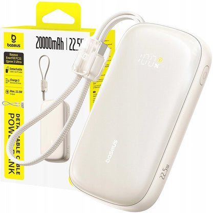 Extern batteri Baseus EnerFill FC21 Qpow 3 Ultra, 10000mAh, 22.5W, QC + PD, 1 x USB-A - 1 x USB-C, Beige E0027L01