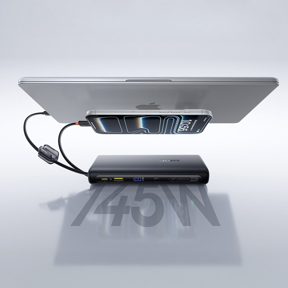 Externt Batteri Baseus EnerFill FC41, 25000mAh, 145W, QC + PD, 1 x USB-A - 3 x USB-C, Svart E0028H03