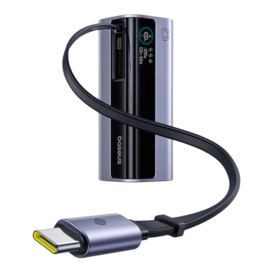 Extern batteri Baseus EnerGeek GR11, 10000mAh, 100W, QC + PD, 1 x USB-A - 2 x USB-C, Grå E0027A01