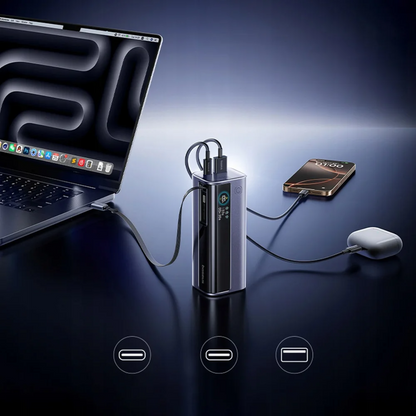 Extern batteri Baseus EnerGeek GR11, 10000mAh, 100W, QC + PD, 1 x USB-A - 2 x USB-C, Grå E0027A01