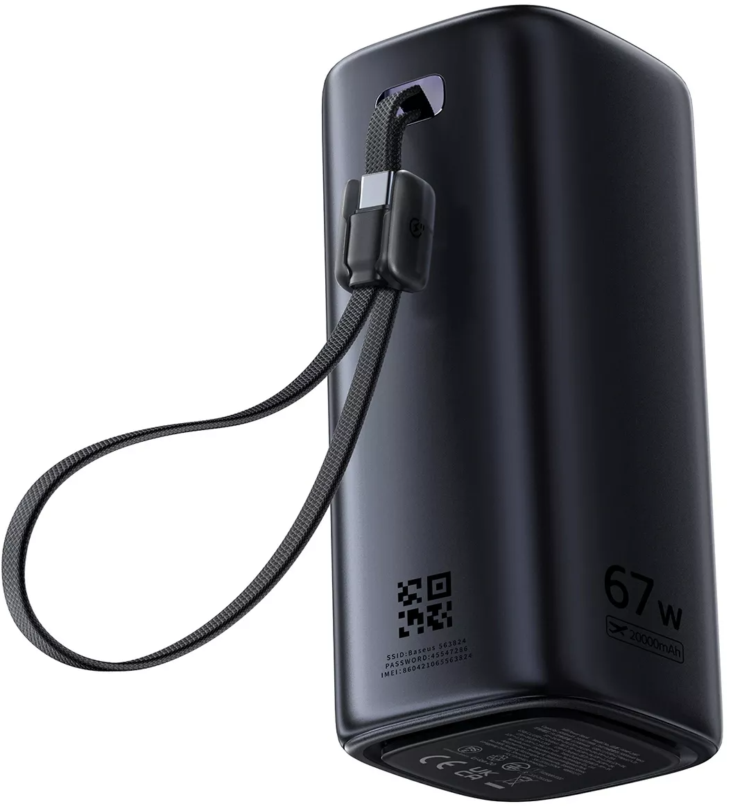 Extern batteri Baseus EnerGeek GX11, 20000mAh, 67W, QC + PD, 1 x USB-A - 2 x USB-C, Svart E0025701
