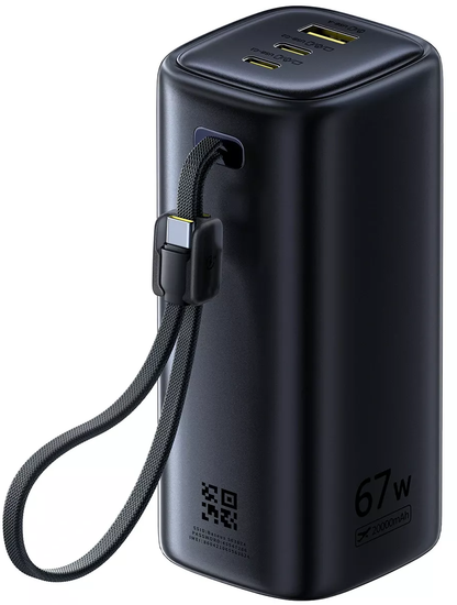 Extern batteri Baseus EnerGeek GX11, 20000mAh, 67W, QC + PD, 1 x USB-A - 2 x USB-C, Svart E0025701