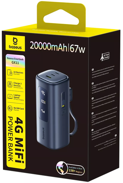 Extern batteri Baseus EnerGeek GX11, 20000mAh, 67W, QC + PD, 1 x USB-A - 2 x USB-C, Svart E0025701