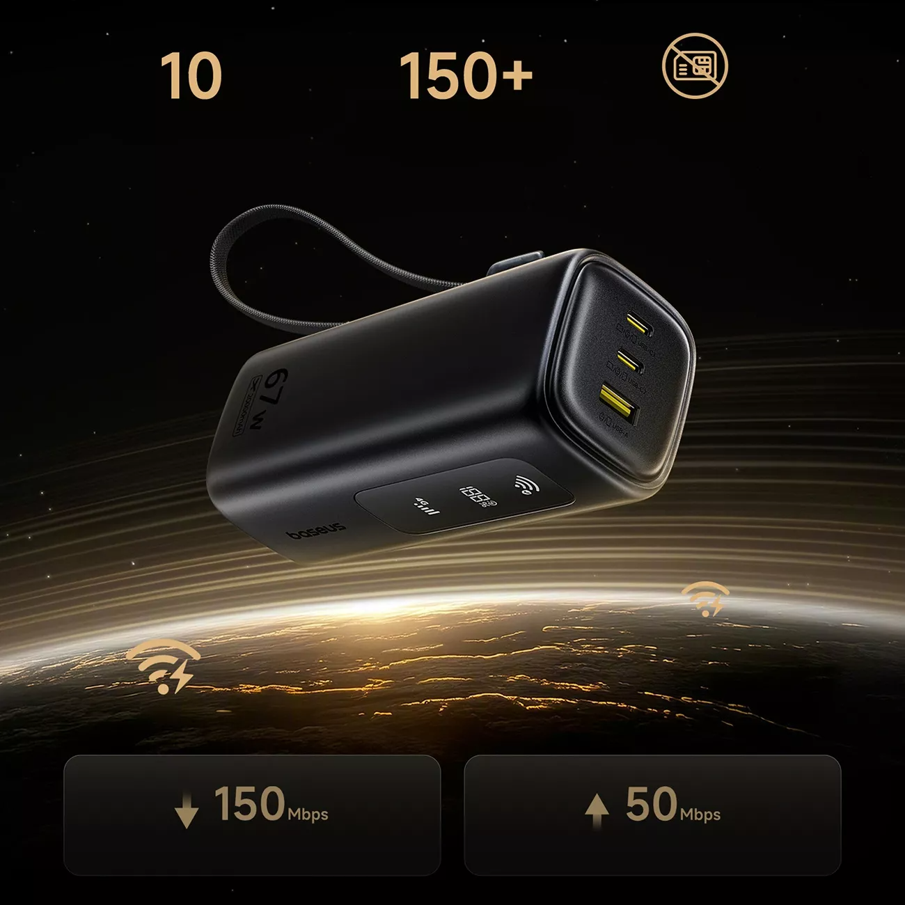 Extern batteri Baseus EnerGeek GX11, 20000mAh, 67W, QC + PD, 1 x USB-A - 2 x USB-C, Svart E0025701