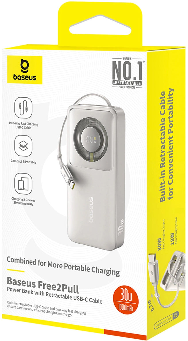 Baseus OS Free2Pull External Battery, 10000mAh, 30W, PD, 2 x USB-C, Gray P10073701843-00