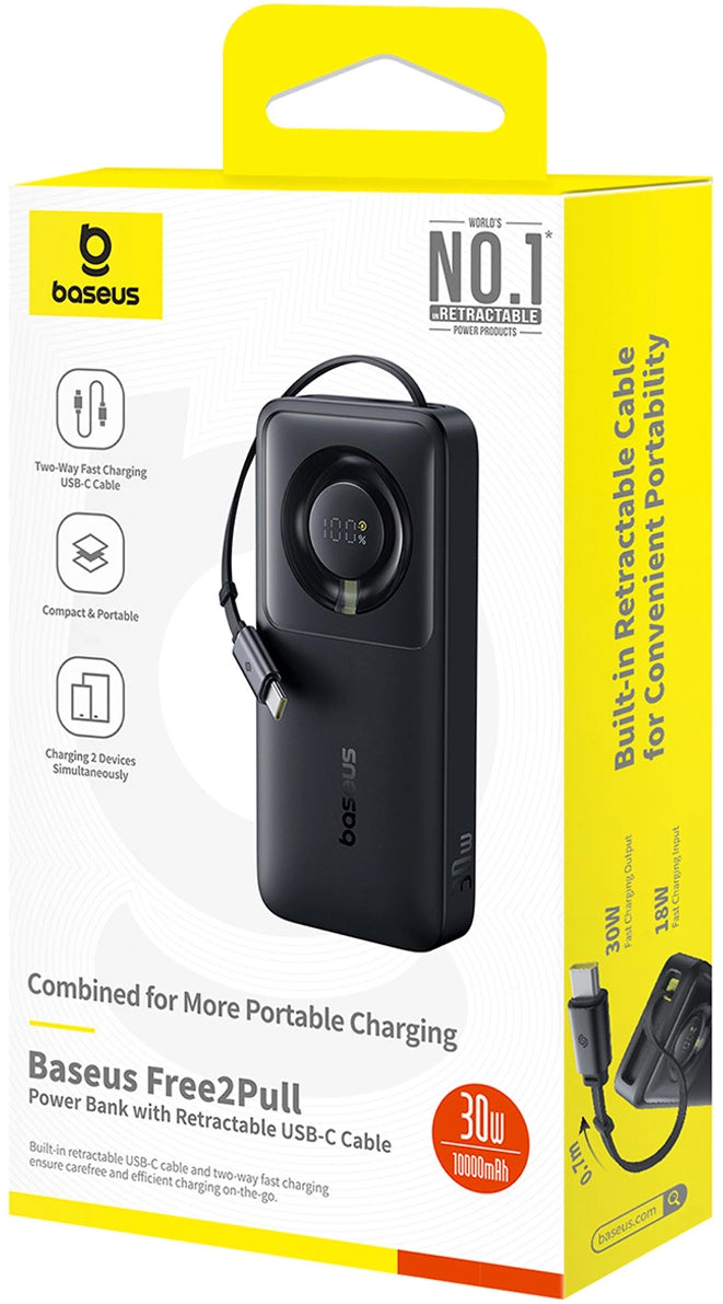 Baseus OS Free2Pull External Battery, 10000mAh, 30W, PD, 2 x USB-C, Black P10073701123-00