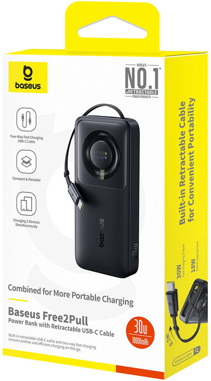 Baseus OS Free2Pull External Battery, 10000mAh, 30W, PD, 2 x USB-C, Black P10073701123-00
