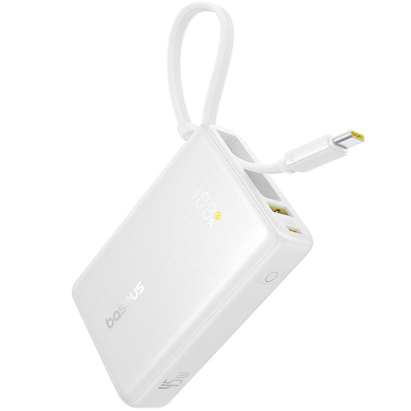 Extern batteri Baseus PicoGo, 10000mAh, 45W, QC + PD, 1 x USB-A - 2 x USB-C, Vit P10076803213-00
