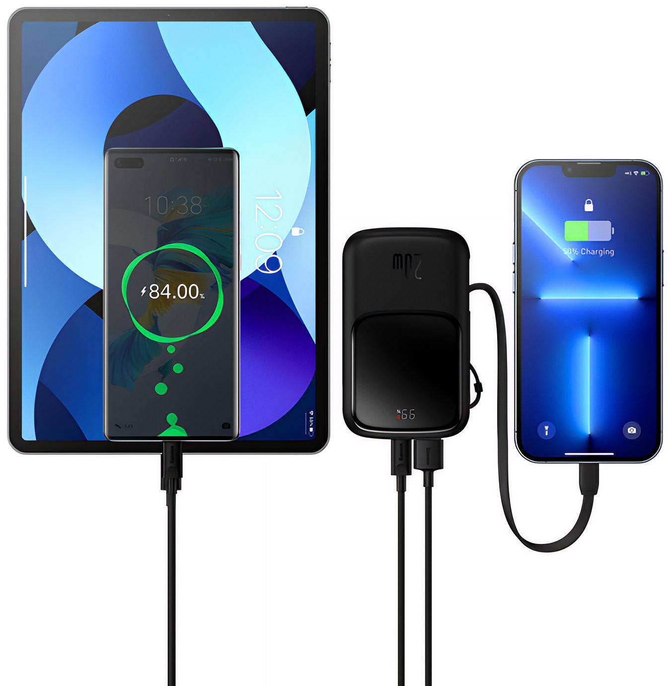 Extern batteri Baseus Qpow Pro, 20000mAh, 20W, QC + PD, 1 x Lightning - 1 x USB-A - 1 x USB-C, Svart PPQD060201