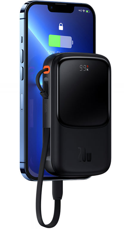 Extern batteri Baseus Qpow Pro, 20000mAh, 20W, QC + PD, 1 x Lightning - 1 x USB-A - 1 x USB-C, Svart PPQD060201
