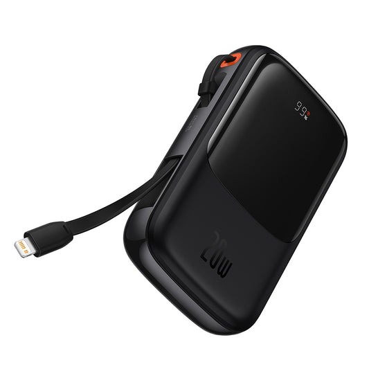 Extern batteri Baseus Qpow Pro, 10000mAh, 20W, QC + PD, 1 x Lightning - 1 x USB-A - 1 x USB-C, Svart PPQD020001