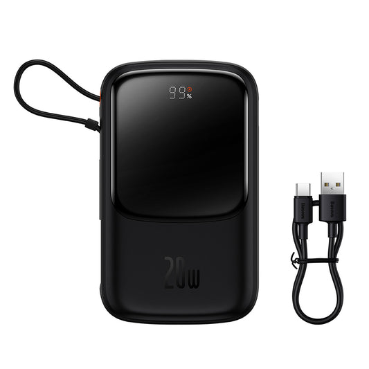 Extern batteri Baseus Qpow Pro, 10000mAh, 20W, QC + PD, 1 x Lightning - 1 x USB-A - 1 x USB-C, Svart PPQD020001