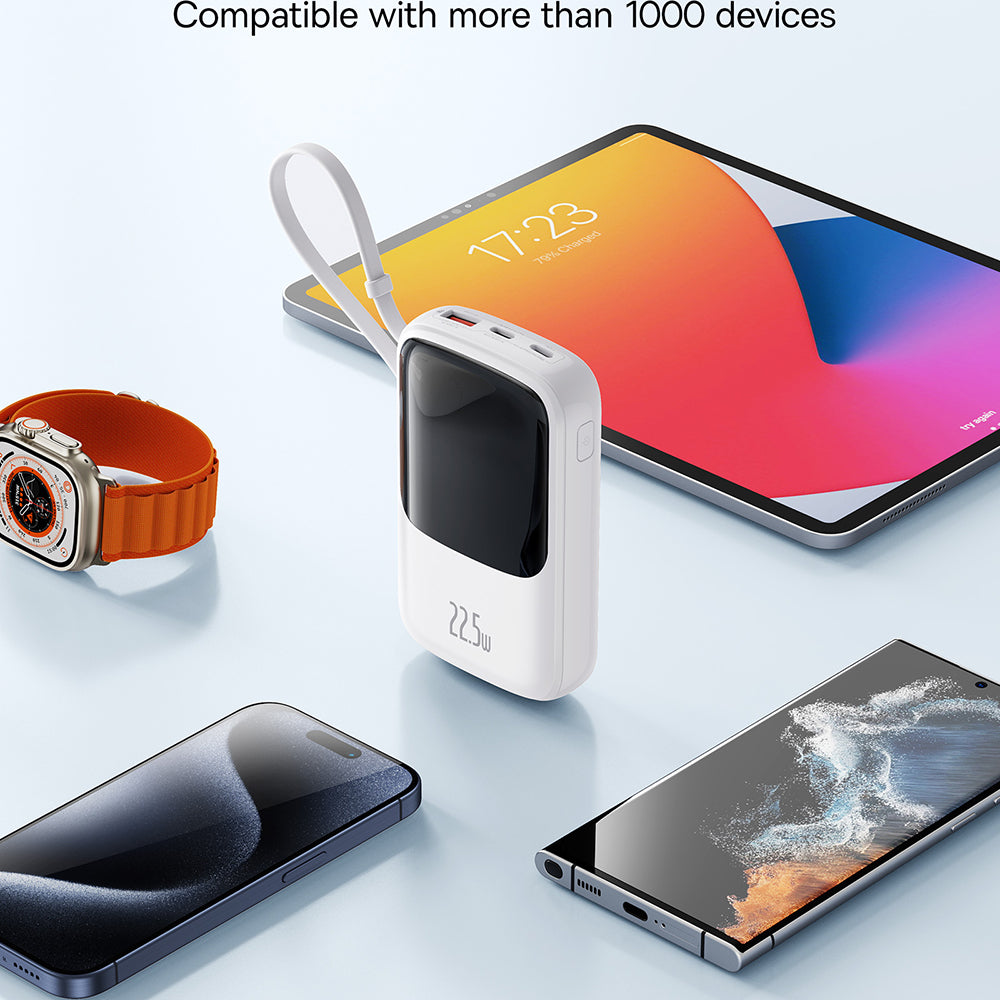 Extern batteri Baseus Qpow Pro+, 10000mAh, 22.5W, QC + PD, 1 x USB-A - 2 x USB-C, Vit P10067101213-00