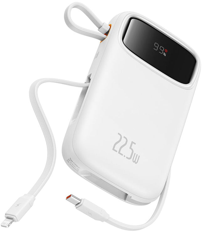 Baseus Qpow2 External Battery, 10000mAh, 22.5W, QC + PD, 1 x Lightning - 1 x USB-A - 2 x USB-C, White P10055003223-00