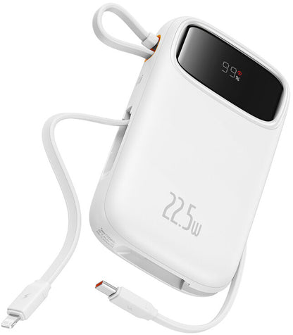 Baseus Qpow2 External Battery, 10000mAh, 22.5W, QC + PD, 1 x Lightning - 1 x USB-A - 2 x USB-C, White P10055003223-00