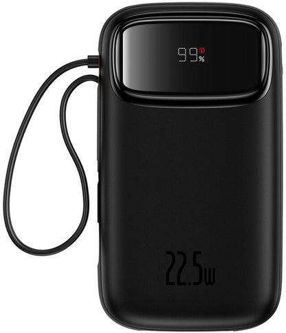 Baseus Qpow2 External Battery, 10000mAh, 22.5W, QC + PD, 1 x Lightning - 1 x USB-A - 2 x USB-C, Black P10055003113-00