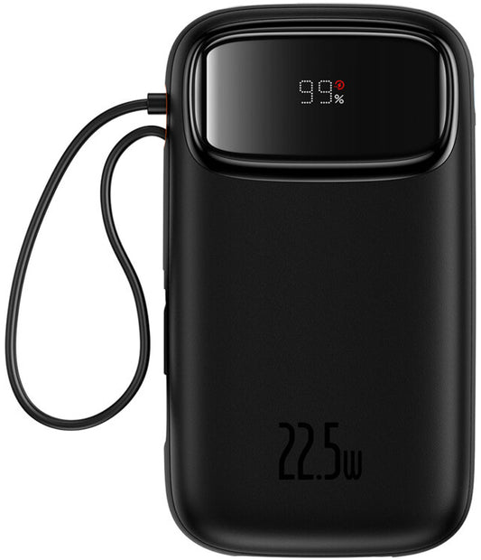 Baseus Qpow2 External Battery, 10000mAh, 22.5W, QC + PD, 1 x Lightning - 1 x USB-A - 2 x USB-C, Black P10055003113-00