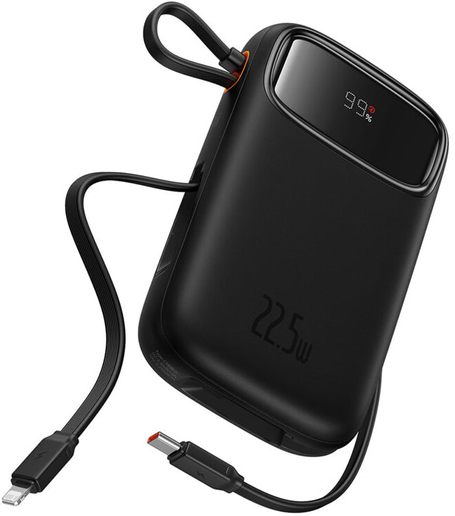 Baseus Qpow2 External Battery, 10000mAh, 22.5W, QC + PD, 1 x Lightning - 1 x USB-A - 2 x USB-C, Black P10055003113-00