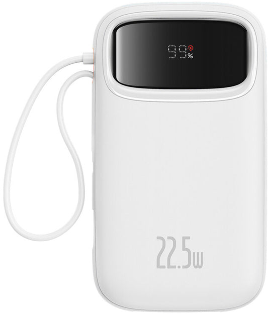 Baseus Qpow2 External Battery, 10000mAh, 22.5W, QC + PD, 1 x Lightning - 1 x USB-A - 2 x USB-C, White P10055003223-00