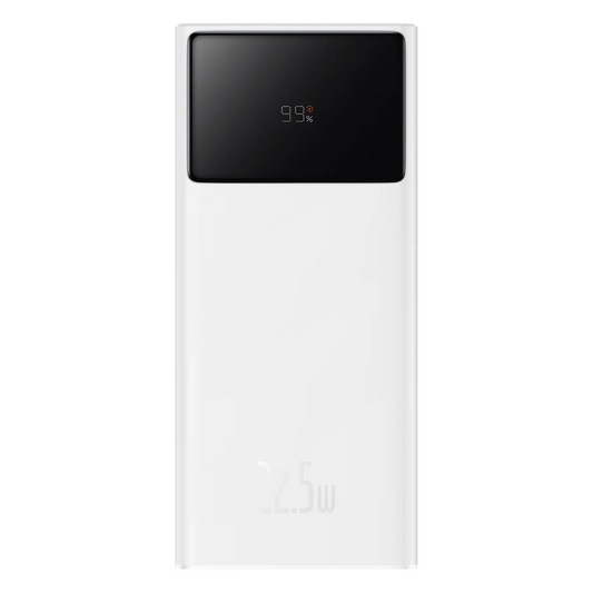 Externt Batteri Baseus Star Lord, 30000mAh, 22.5W, QC + PD, 1 x USB-C - 2 x USB-A, Vit PPXJ080102