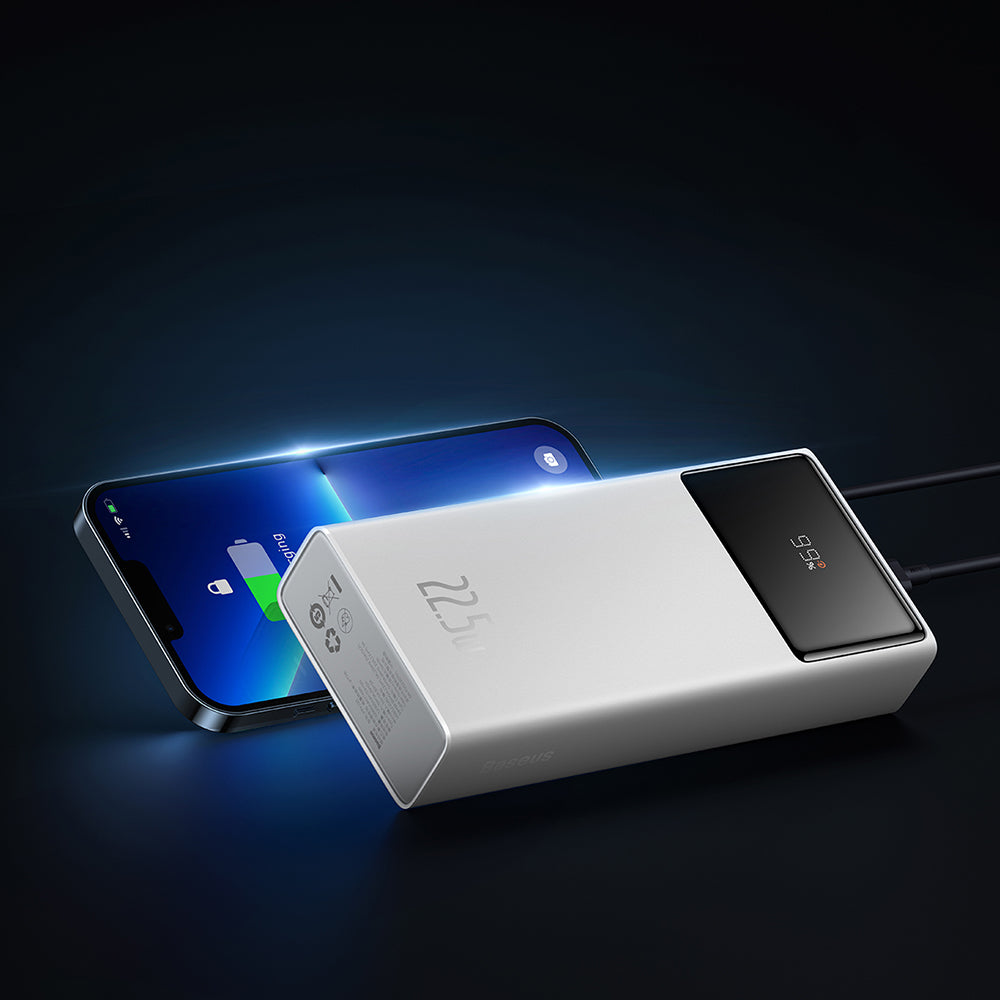 Extern batteri Baseus Star Lord, 20000mAh, 22.5W, QC + PD, 1 x USB-C - 2 x USB-A, Vit PPXJ080002
