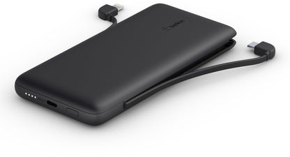 Belkin BoostCharge Plus Extern Batteri, 10000mAh, 23W, QC + PD, 1 x Lightning - 2 x USB-C, Svart BPB006btBLK