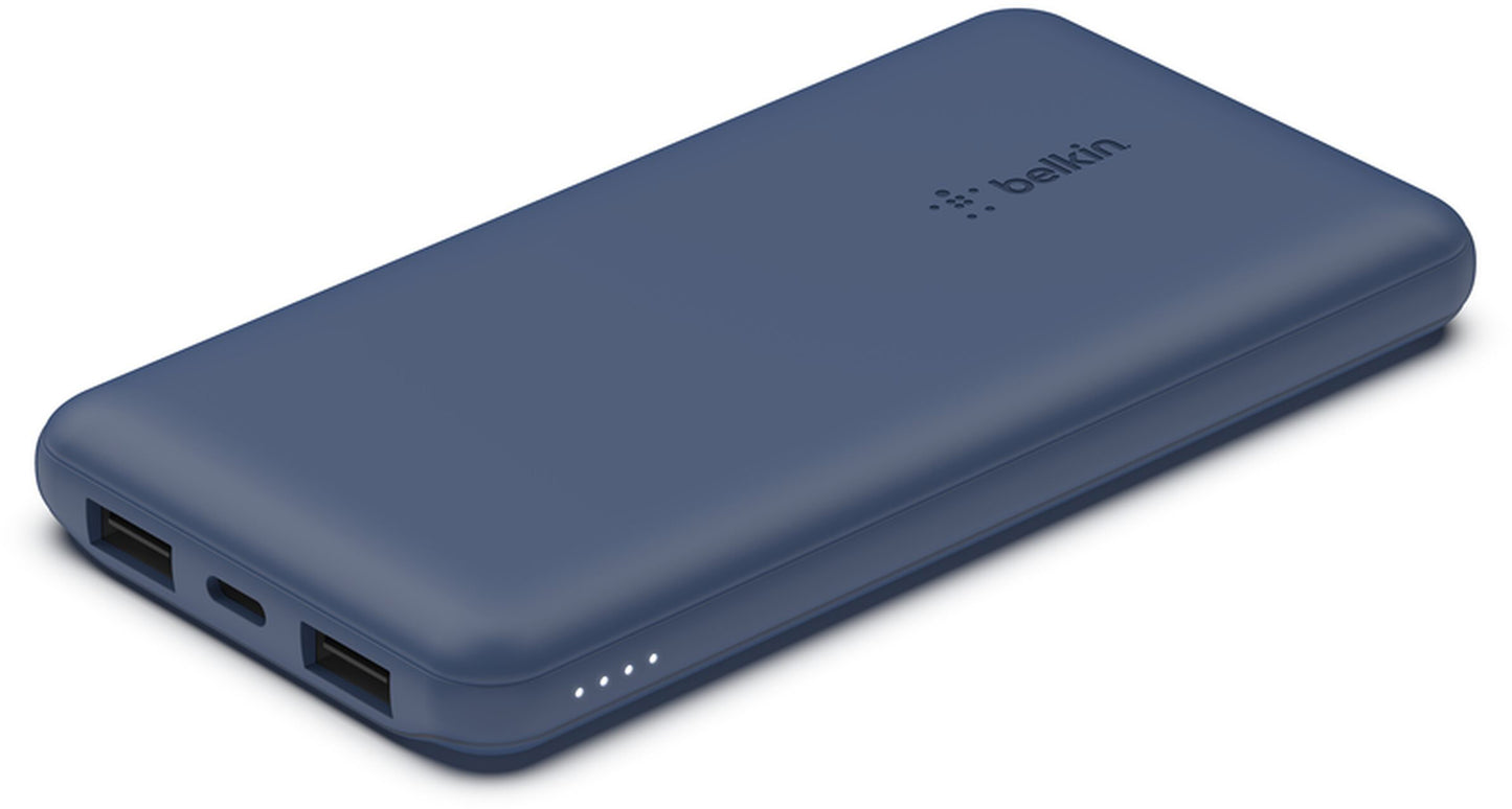 Belkin BoostCharge Extern Batteri, 10000mAh, 15W, 1 x USB-C - 2 x USB-A, Marinblå BPB011btBL