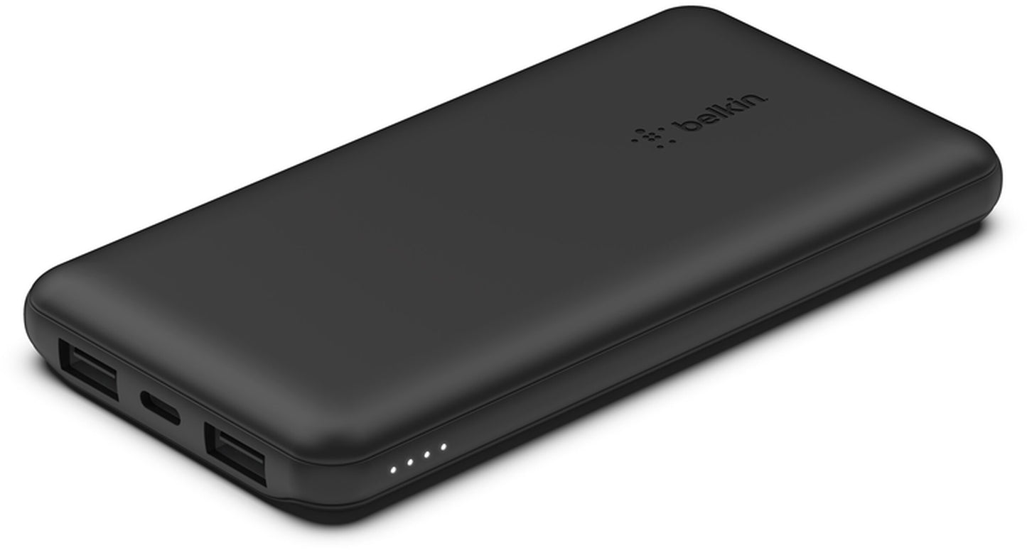 Belkin BoostCharge Extern Batteri, 10000mAh, 15W, 1 x USB-C - 2 x USB-A, Svart BPB011btBK