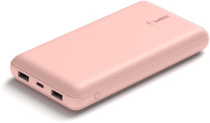 Belkin BoostCharge Extern Batteri, 20000mAh, 15W, 1 x USB-C - 2 x USB-A, Rosa Guld BPB012btRG