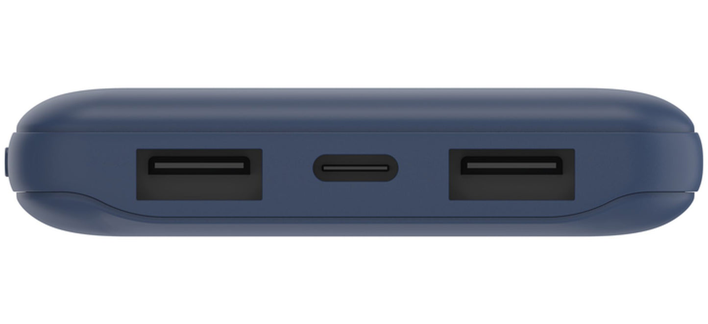 Belkin BoostCharge Extern Batteri, 10000mAh, 15W, 1 x USB-C - 2 x USB-A, Marinblå BPB011btBL