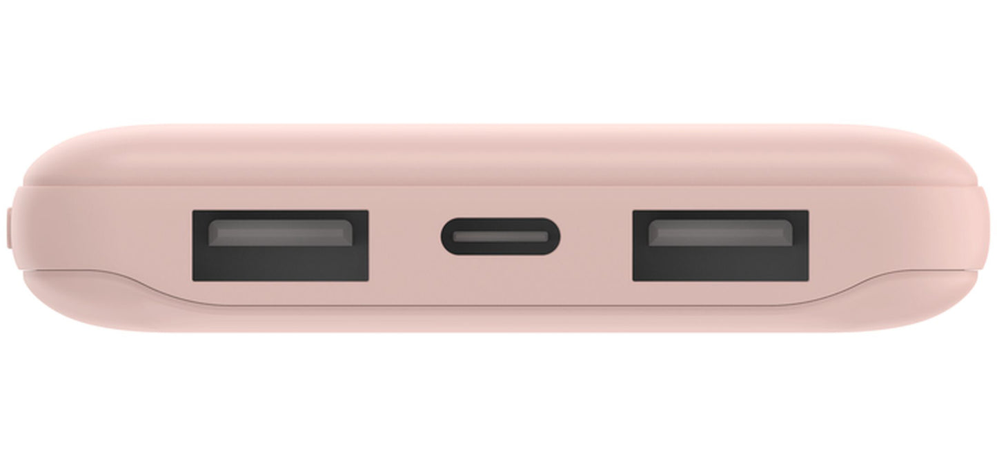 Belkin BoostCharge Extern Batteri, 10000mAh, 15W, 1 x USB-C - 2 x USB-A, Rosa BPB011btRG