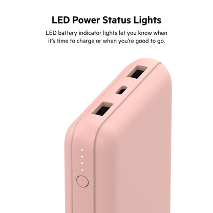 Belkin BoostCharge Extern Batteri, 20000mAh, 15W, 1 x USB-C - 2 x USB-A, Rosa Guld BPB012btRG