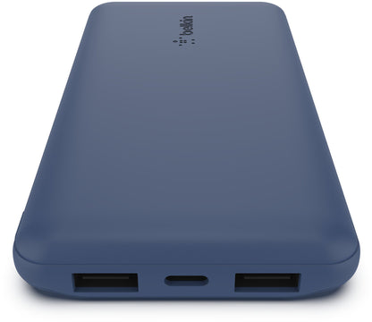 Belkin BoostCharge Extern Batteri, 10000mAh, 15W, 1 x USB-C - 2 x USB-A, Marinblå BPB011btBL