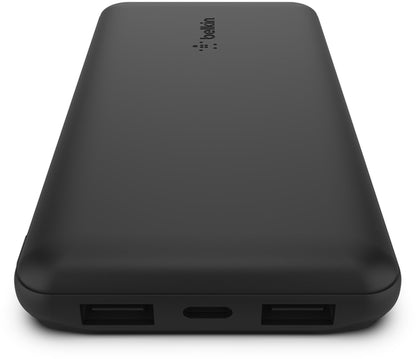 Belkin BoostCharge Extern Batteri, 10000mAh, 15W, 1 x USB-C - 2 x USB-A, Svart BPB011btBK
