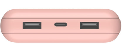 Belkin BoostCharge Extern Batteri, 20000mAh, 15W, 1 x USB-C - 2 x USB-A, Rosa Guld BPB012btRG