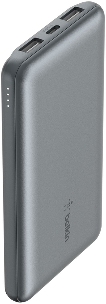 Belkin BoostCharge Extern Batteri, 10000mAh, 15W, 1 x USB-C - 2 x USB-A, Grå BPB011btGY