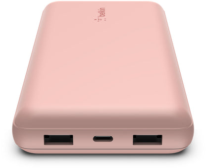 Belkin BoostCharge Extern Batteri, 20000mAh, 15W, 1 x USB-C - 2 x USB-A, Rosa Guld BPB012btRG