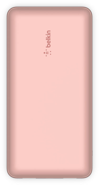Belkin BoostCharge Extern Batteri, 20000mAh, 15W, 1 x USB-C - 2 x USB-A, Rosa Guld BPB012btRG