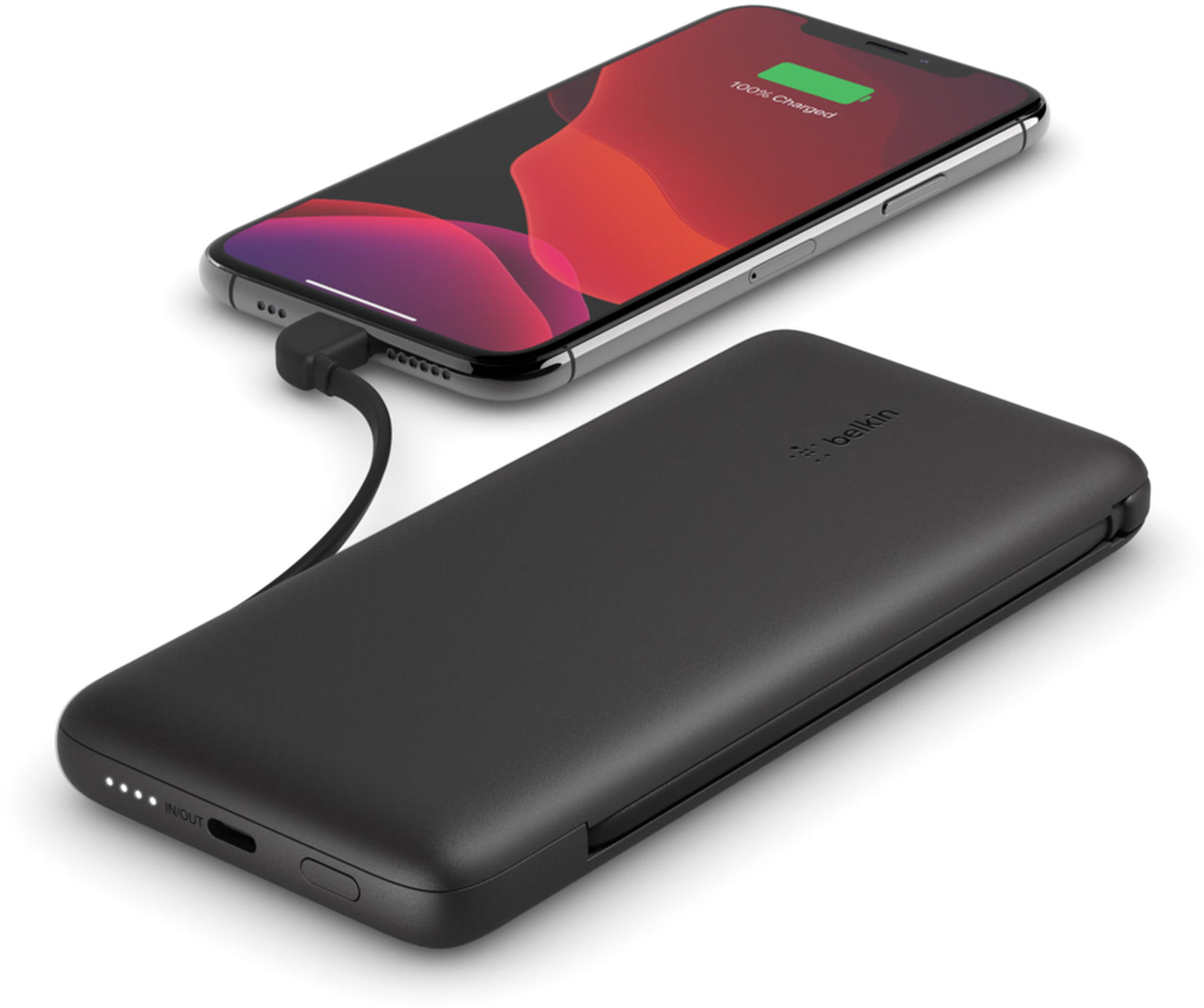Belkin BoostCharge Plus Extern Batteri, 10000mAh, 23W, QC + PD, 1 x Lightning - 2 x USB-C, Svart BPB006btBLK